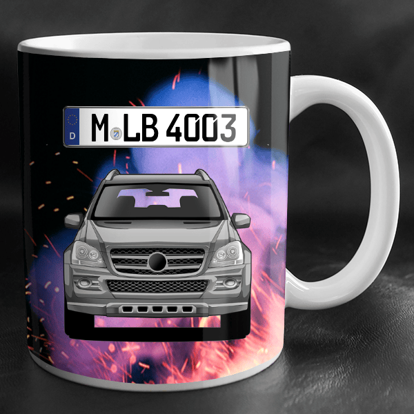 GL Tasse personalisiert mit Wunsch - Auto u. Kennzeichen!