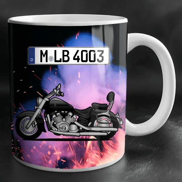 Royal Star Deluxe Tasse personalisiert mit Wunsch - Motorrad u. Kennzeichen!