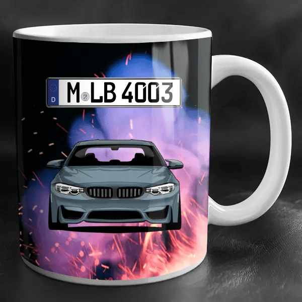 M4 Cabriolet Tasse personalisiert mit Wunsch - Auto u. Kennzeichen!