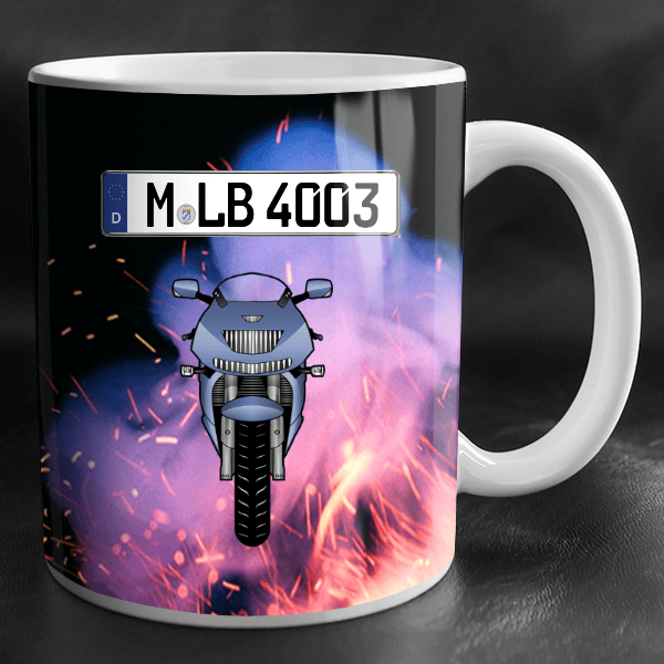 Ninja ZX-9R Tasse personalisiert mit Wunsch - Motorrad u. Kennzeichen!