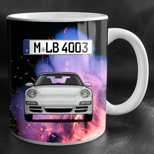 911 991 Targa Tasse personalisiert mit Wunsch - Auto u. Kennzeichen!