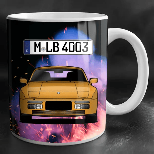 944 Cabriolet Tasse personalisiert mit Wunsch - Auto u. Kennzeichen!