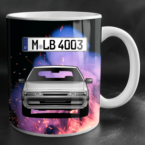 XM Liftback Tasse personalisiert mit Wunsch - Auto u. Kennzeichen!