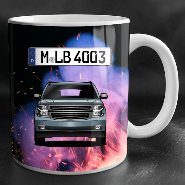 Suburban Tasse personalisiert mit Wunsch - Auto u. Kennzeichen!