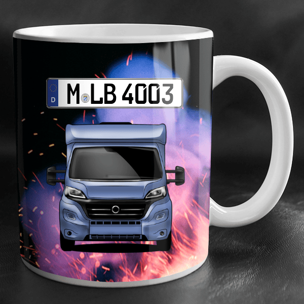448 Tasse personalisiert mit Wunsch - Wohnwagen u. Kennzeichen!
