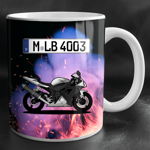 YZF-R1 Tasse personalisiert mit Wunsch - Motorrad u. Kennzeichen!