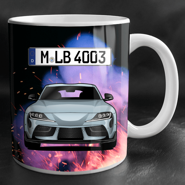 Supra GR Tasse personalisiert mit Wunsch - Auto u. Kennzeichen!