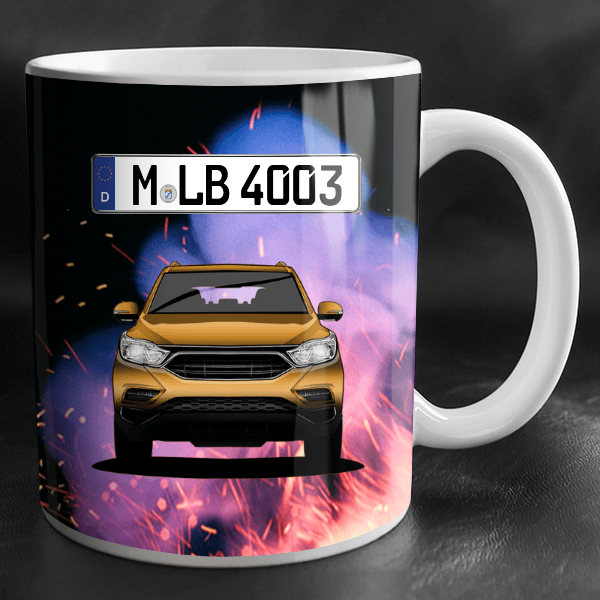 Actyon Sports Tasse personalisiert mit Wunsch - Auto u. Kennzeichen!