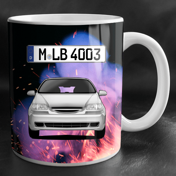 Aveo Tasse personalisiert mit Wunsch - Auto u. Kennzeichen!