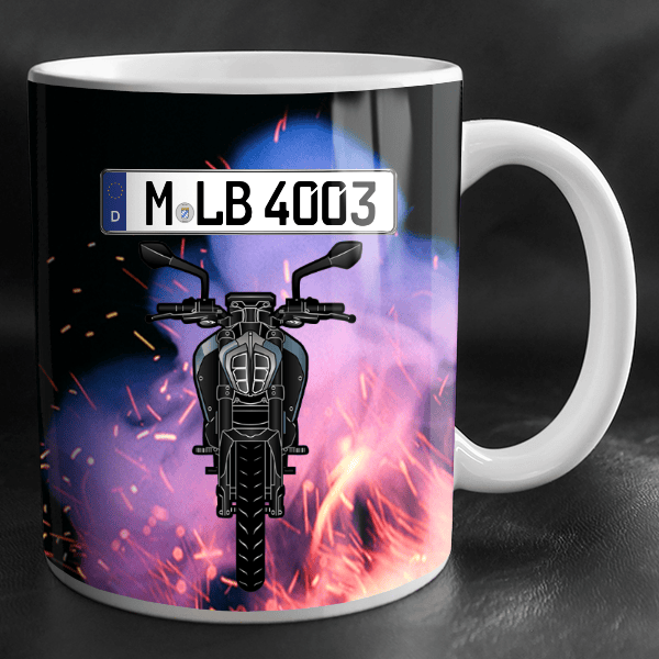 125 Duke Tasse personalisiert mit Wunsch - Motorrad u. Kennzeichen!