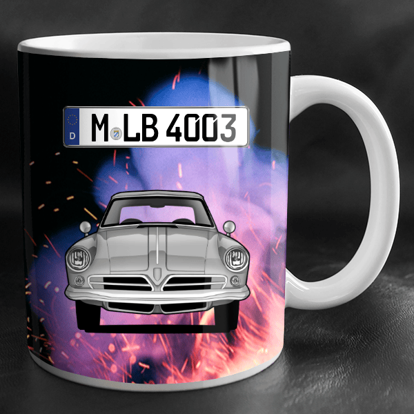 Wankel Spider Tasse personalisiert mit Wunsch - Auto u. Kennzeichen!