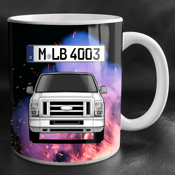 Econoline Tasse personalisiert mit Wunsch - Auto u. Kennzeichen!