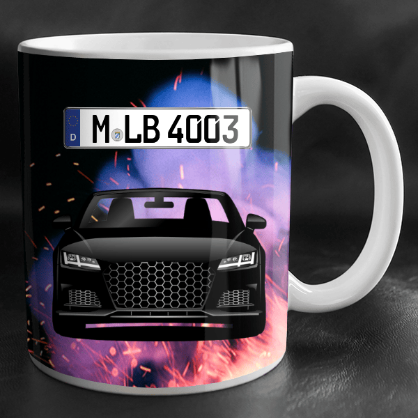TT RS Cabriolet Tasse personalisiert mit Wunsch - Auto u. Kennzeichen!