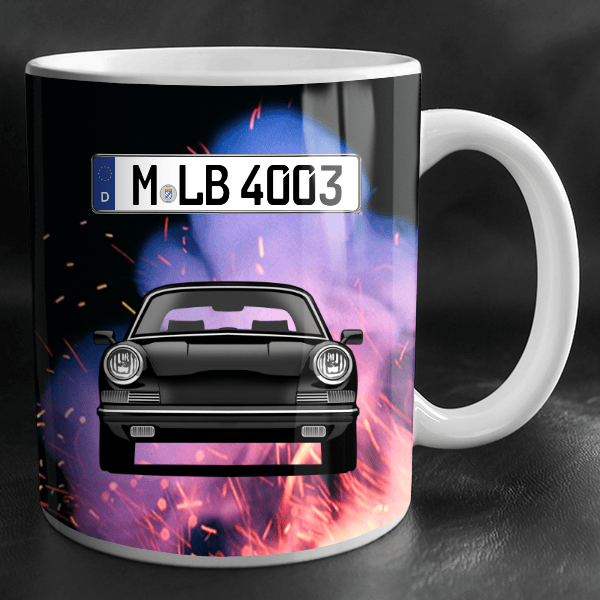 911 Targa Tasse personalisiert mit Wunsch - Auto u. Kennzeichen!