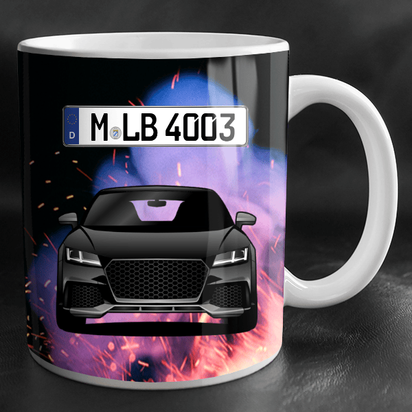 TT RS Tasse personalisiert mit Wunsch - Auto u. Kennzeichen!