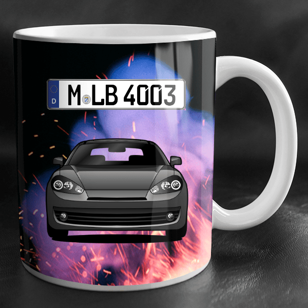 Coupe Tasse personalisiert mit Wunsch - Auto u. Kennzeichen!