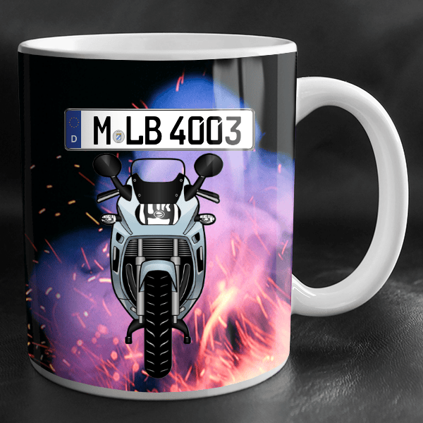 GSX 600 F Tasse personalisiert mit Wunsch - Motorrad u. Kennzeichen!