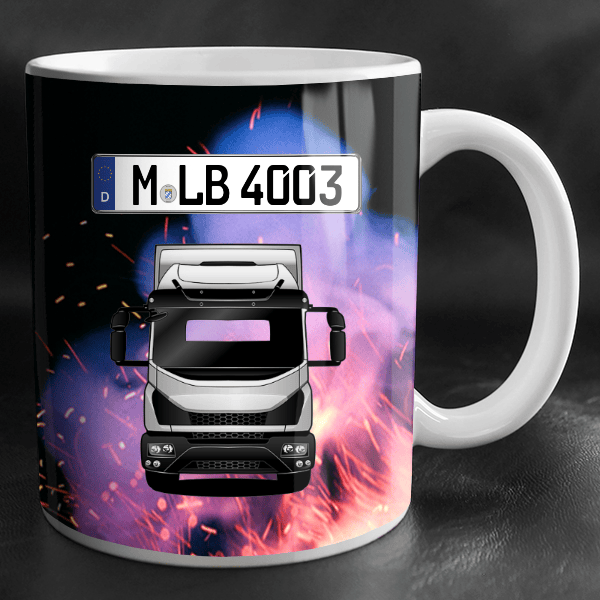 Eurocargo Tasse personalisiert mit Wunsch - LKW u. Kennzeichen!