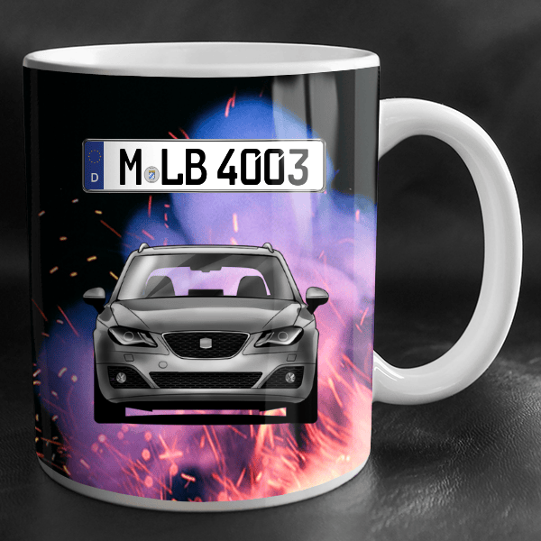 Exeo Tasse personalisiert mit Wunsch - Auto u. Kennzeichen!
