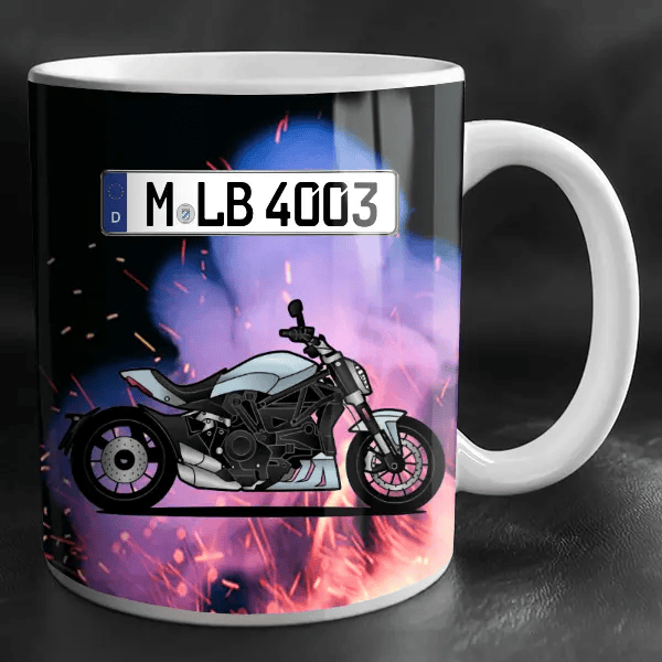XDiavel Tasse personalisiert mit Wunsch - Motorrad u. Kennzeichen!