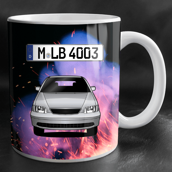 Shuttle Tasse personalisiert mit Wunsch - Auto u. Kennzeichen!