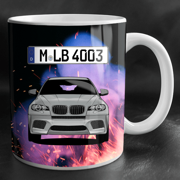 X6 M Tasse personalisiert mit Wunsch - Auto u. Kennzeichen!