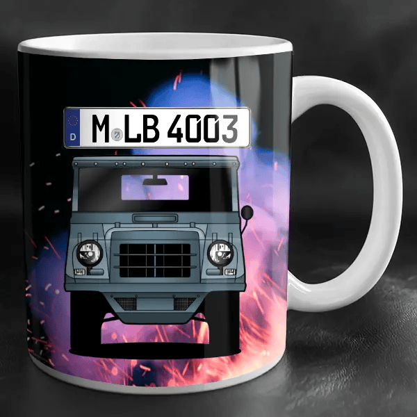 Munga Tasse personalisiert mit Wunsch - Auto u. Kennzeichen!