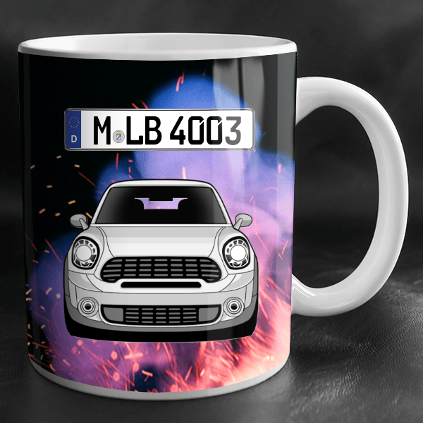 Paceman Cooper S Tasse personalisiert mit Wunsch - Auto u. Kennzeichen!