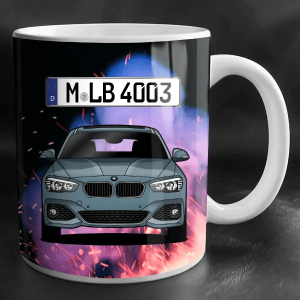 1er Reihe Hatchback (F20) Tasse personalisiert mit Wunsch - Auto u. Kennzeichen!