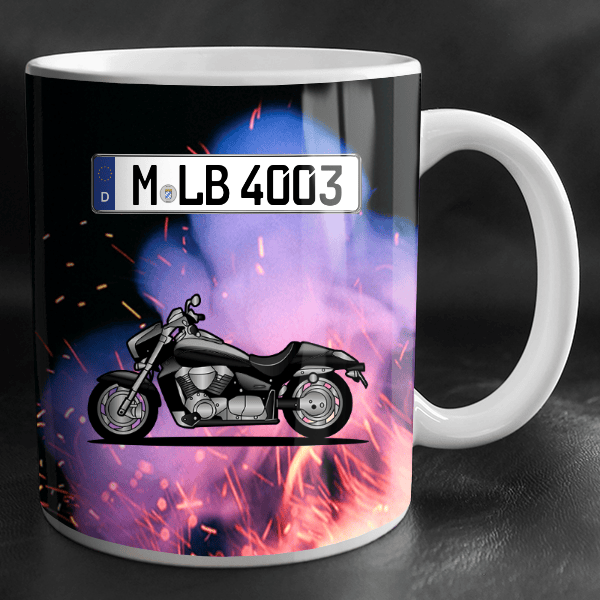 Intruder M 1800 Tasse personalisiert mit Wunsch - Motorrad u. Kennzeichen!