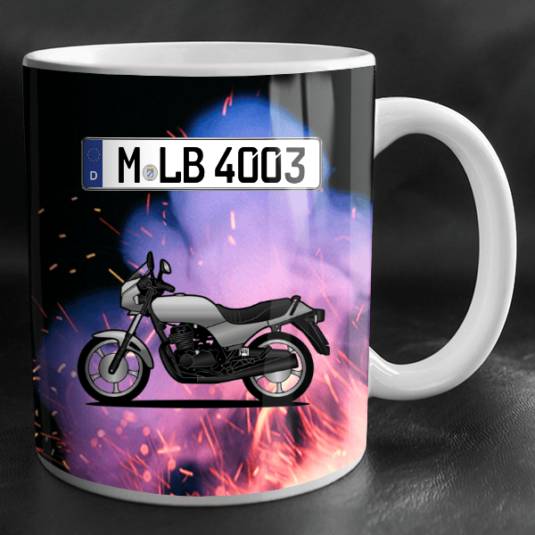 GPZ 305 Tasse personalisiert mit Wunsch - Motorrad u. Kennzeichen!