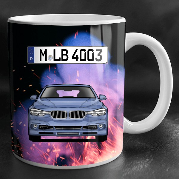 Alpina B3 Biturbo Limousine Tasse personalisiert mit Wunsch - Auto u. Kennzeichen!