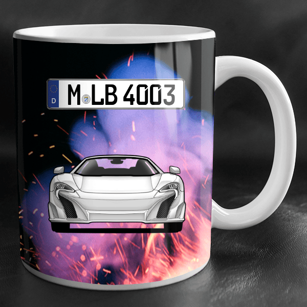 675 LT Spider Tasse personalisiert mit Wunsch - Auto u. Kennzeichen!