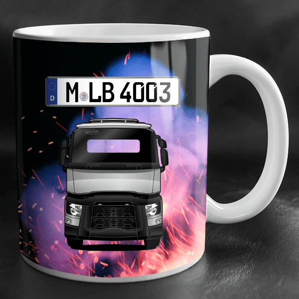 C Tasse personalisiert mit Wunsch - LKW u. Kennzeichen!