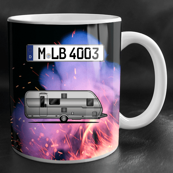 560 Tasse personalisiert mit Wunsch - Campinganhänger u. Kennzeichen!