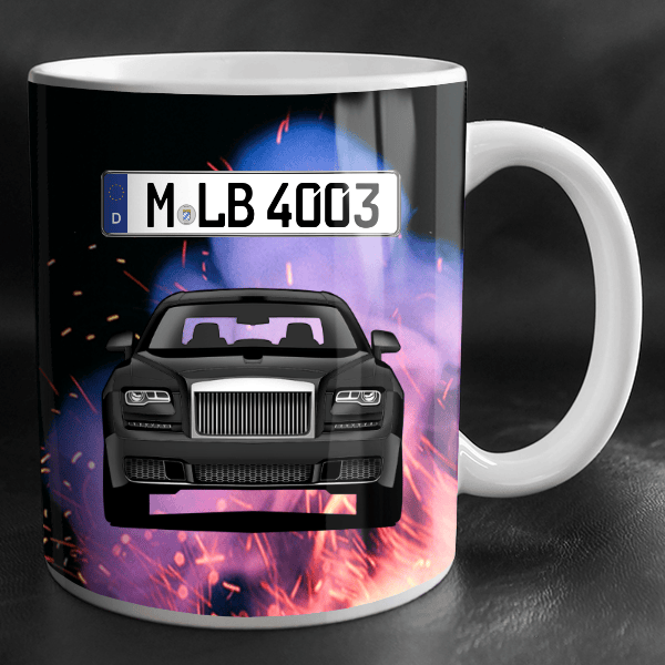 Ghost Tasse personalisiert mit Wunsch - Auto u. Kennzeichen!