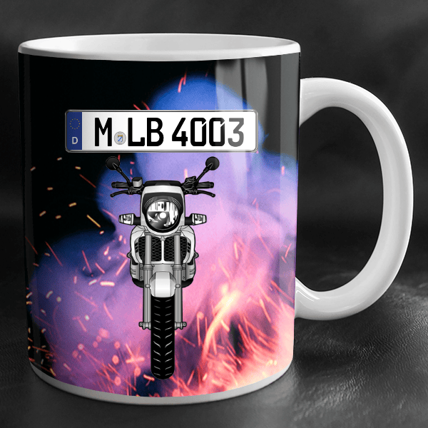 K 100 Tasse personalisiert mit Wunsch - Motorrad u. Kennzeichen!