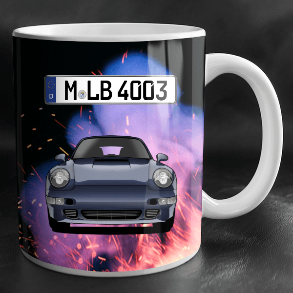 911 993 Targa Tasse personalisiert mit Wunsch - Auto u. Kennzeichen!