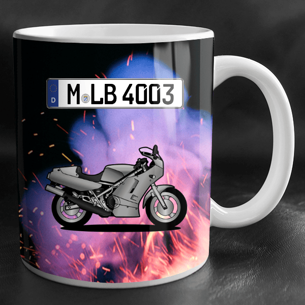 RD500LC Tasse personalisiert mit Wunsch - Motorrad u. Kennzeichen!