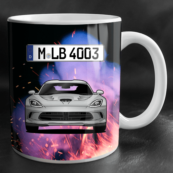 Viper Tasse personalisiert mit Wunsch - Auto u. Kennzeichen!