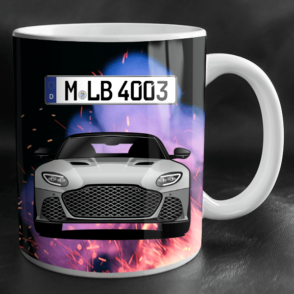 DBS Superleggera Coupe Tasse personalisiert mit Wunsch - Auto u. Kennzeichen!