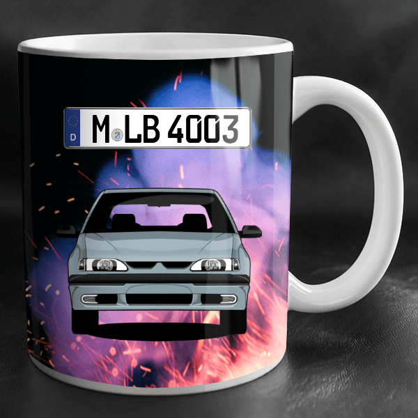 19 (5-Türer) Tasse personalisiert mit Wunsch - Auto u. Kennzeichen!