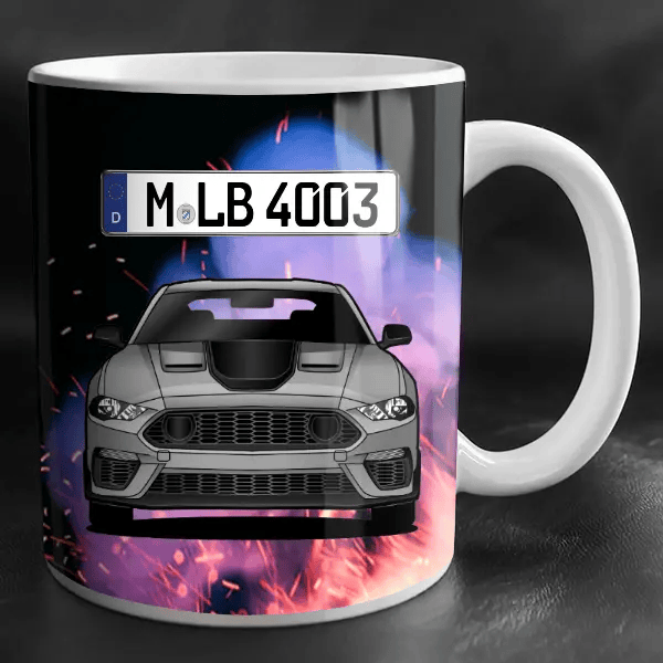 Mustang Mach 1 Tasse personalisiert mit Wunsch - Auto u. Kennzeichen!