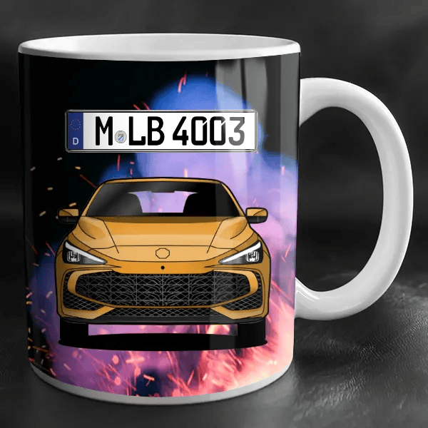 3 Tasse personalisiert mit Wunsch - Auto u. Kennzeichen!