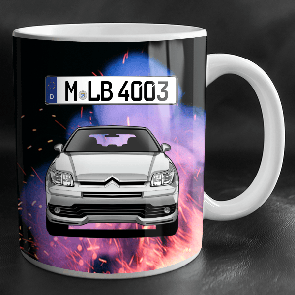 C4 Coupe Tasse personalisiert mit Wunsch - Auto u. Kennzeichen!