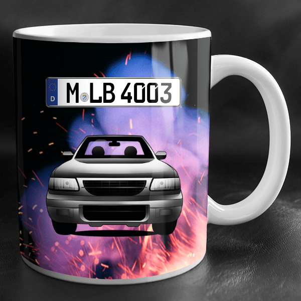 Frontera Tasse personalisiert mit Wunsch - Auto u. Kennzeichen!