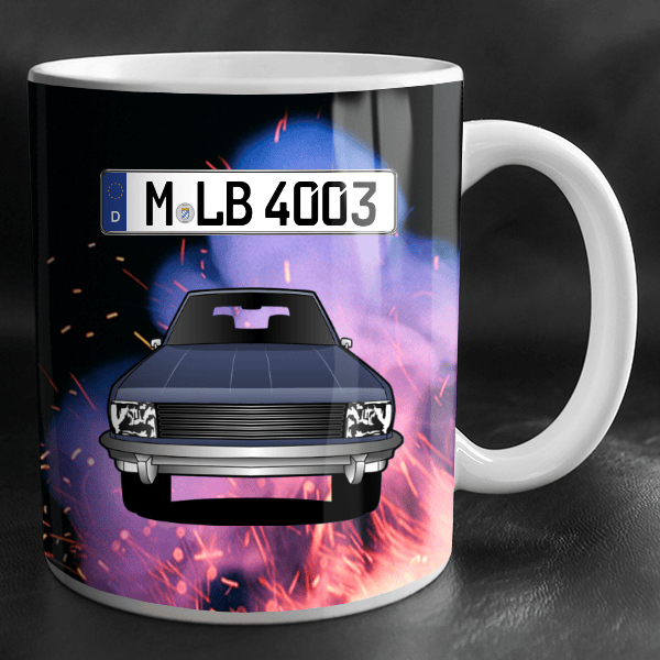 20 (5-Türer) Tasse personalisiert mit Wunsch - Auto u. Kennzeichen!