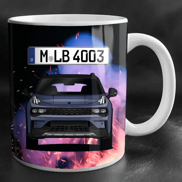 01 Tasse personalisiert mit Wunsch - Auto u. Kennzeichen!