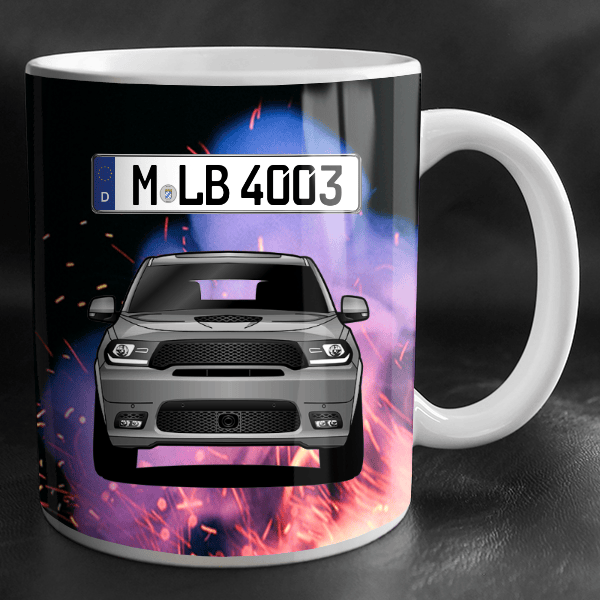 Durango SRT Tasse personalisiert mit Wunsch - Auto u. Kennzeichen!