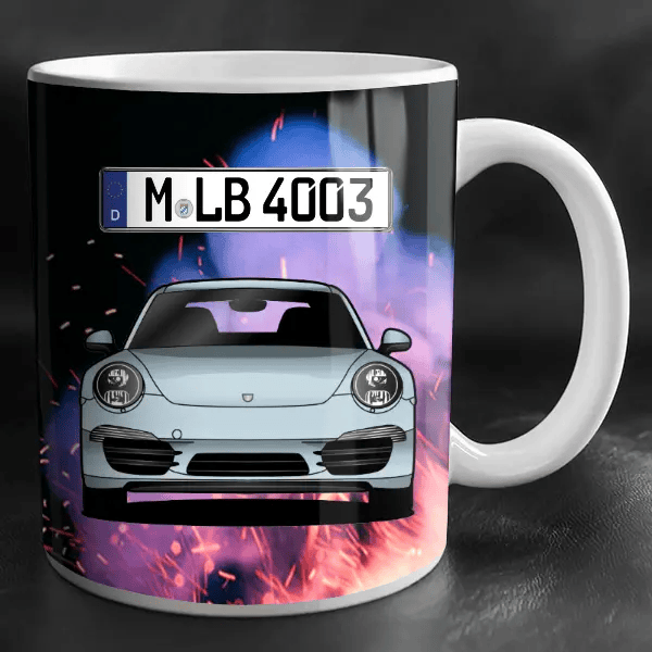 911 991 Tasse personalisiert mit Wunsch - Auto u. Kennzeichen!